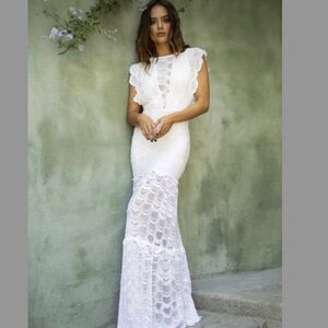 nightcap clothing victorian lace dress Nightcap Women's Drop Waist Lace Maxi Dress - Black